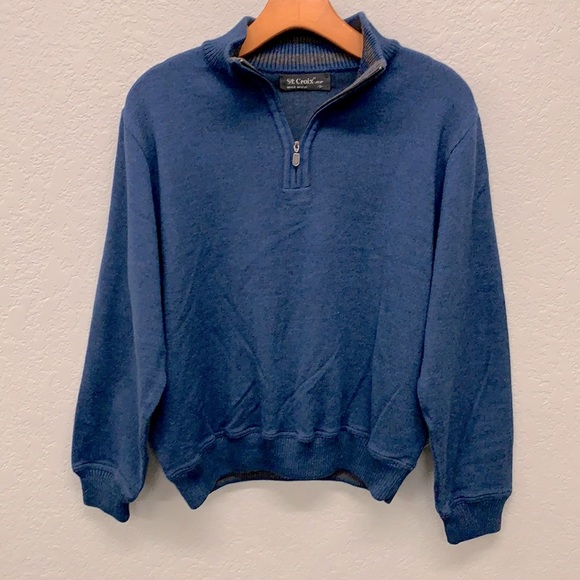 {St Croix shop} 1/4 zip navy wool blend sweater S - Picture 1 of 5
